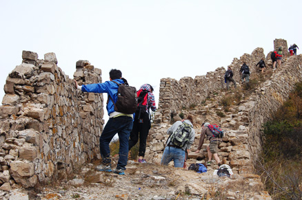 A steep section of wall., Beijing Hikers Zhenbiancheng Great Wall, October04,2012