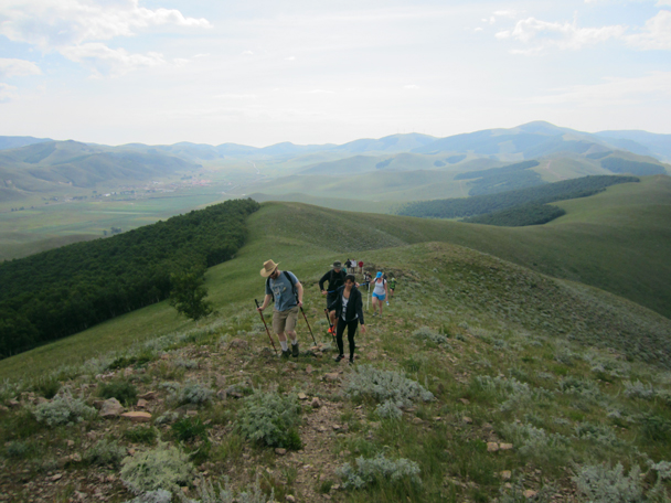 Up on to a rocky ridge - Bashang Grasslands trip, August 2014