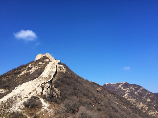 We took a trail that allowed us to avoid the slippery section of Great Wall that leads up to the round tower - 20141108-Zhenbiancheng