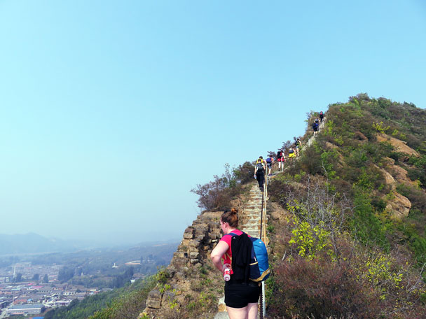 We hiked along the broken body of the wall - Camping at the Gubeikou Great Wall, 2015/10