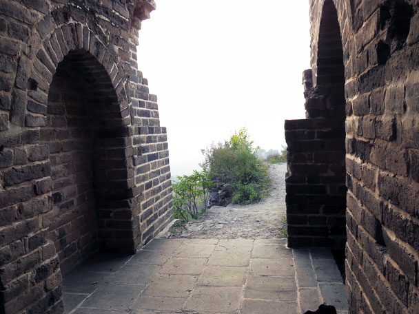 The entrance to our accommodation for the evening – a renovated and spacious beacon tower! - Camping at the Gubeikou Great Wall, 2015/10