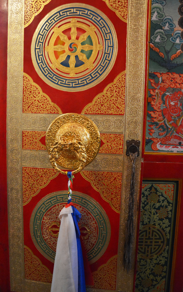 Decorations on a door - Xiahe, Labrang Monastery, and the Zhagana area in southern Gansu, September 2016