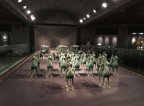 Bronzed horses in an honour guard formation, from the Eastern Han Dynasty period. (25-220 AD) - Lanzhou Danxia Landform, Yellow River, and Bingling Temple, 2017/12