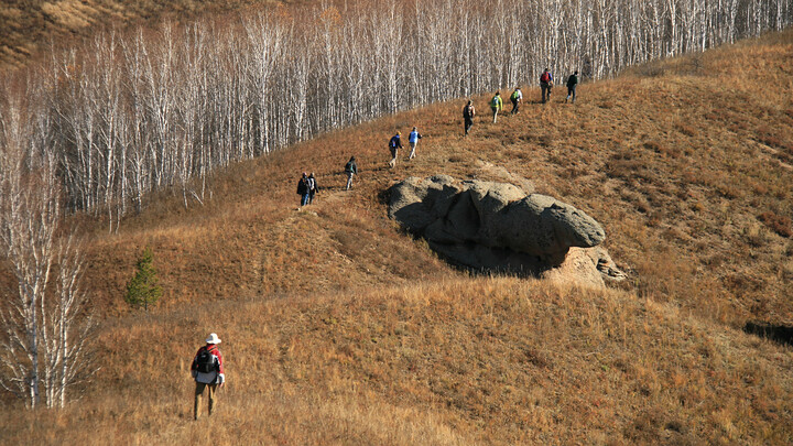 Hiking a ridgeline trail