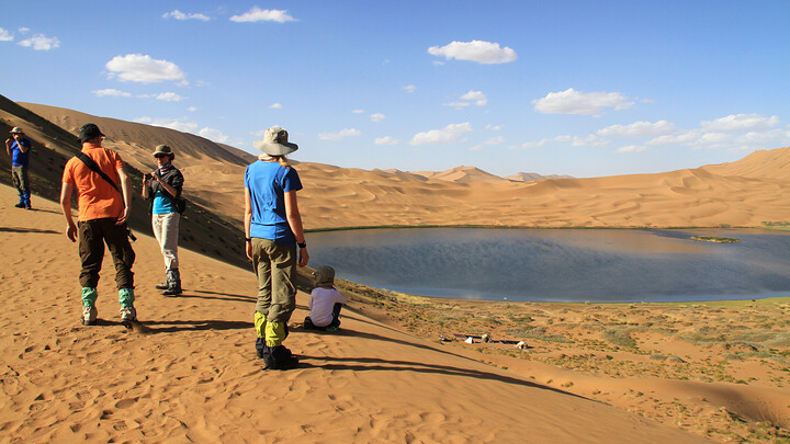 On the dunes above a desert lake