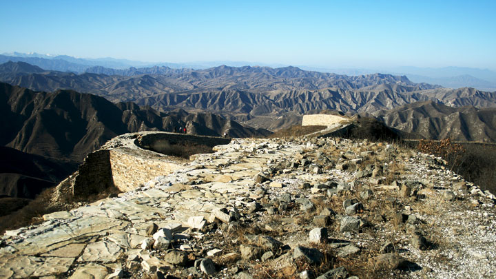 Views of mountains from the Great Wall at Big Camp Plate