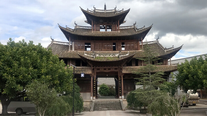 An ornate wooden gate