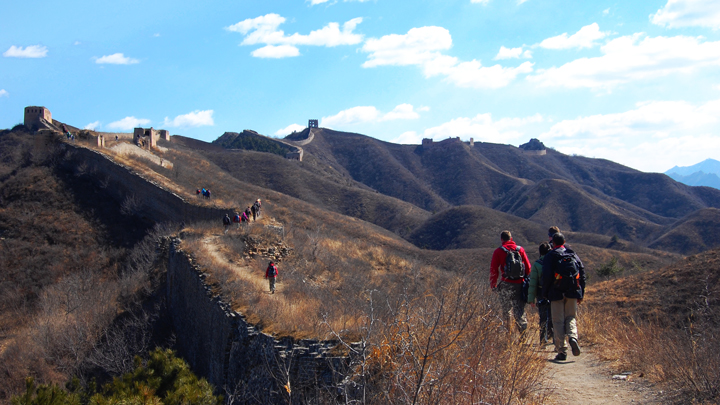 Hiking up to the towers on the extended section of the Gubeikou Great Wall
