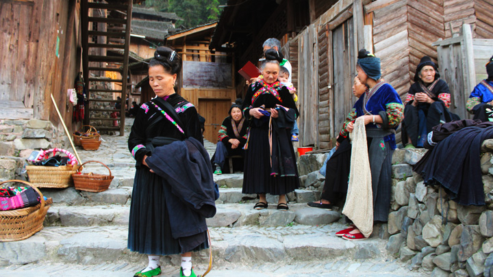 A scene in a Miao village