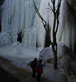 Frozen waterfall in Immortal Valley