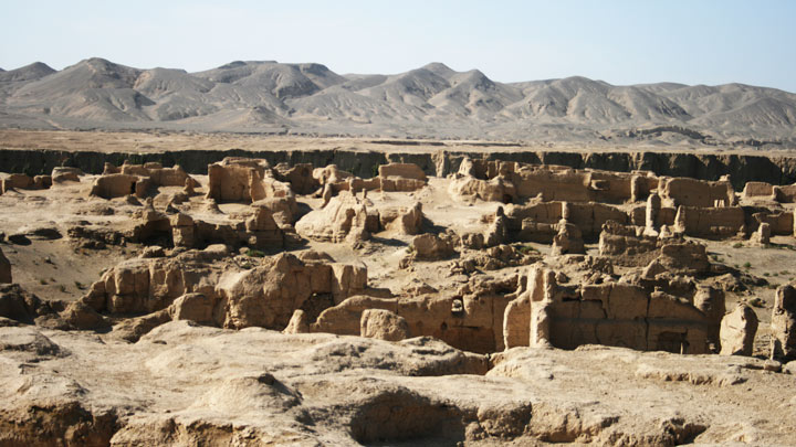 The ruined city of Jiaohe, near Turpan