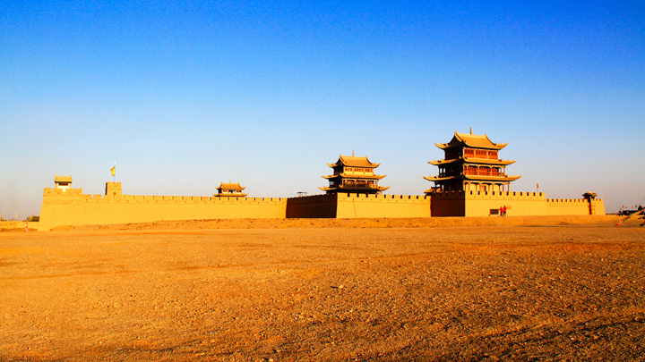 The fortress at Jiayuguan, seen from the outside