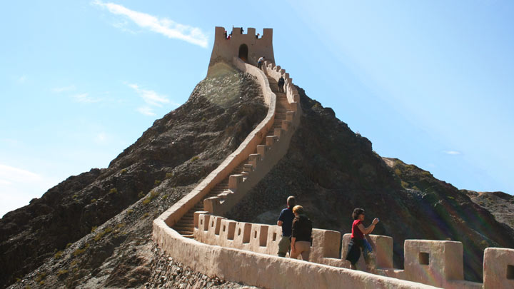 Repaired Han Dynasty era Great Wall near Jiayuguan