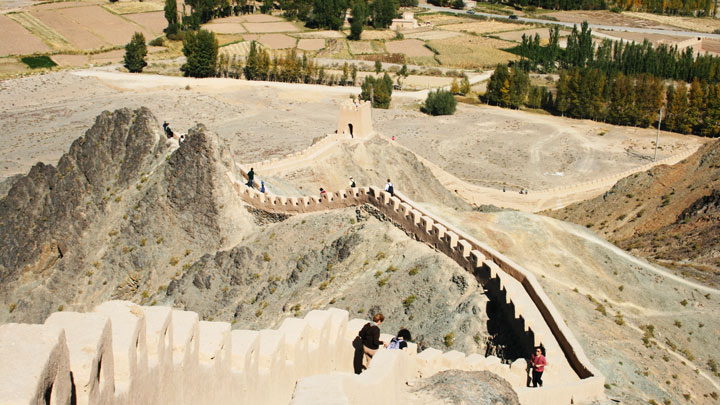 Repaired Han Dynasty era Great Wall near Jiayuguan