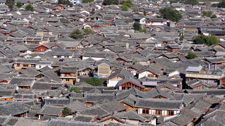 Part of Lijiang's Old Quarter, seen from Lion Hill