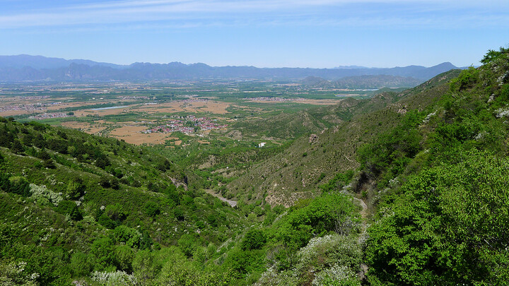 On the way up the first valley, with Sansi Village seen below