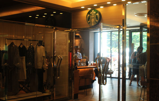 The inside entrance of the Starbucks at Lido Place