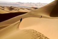 Hiking through the huge dunes of the Tengger Desert in Inner Mongolia.