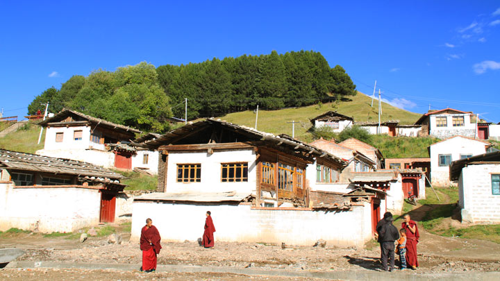 Monks in a small village