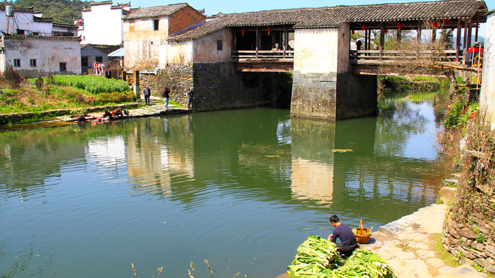 One of the old covered bridges in Wuyuan